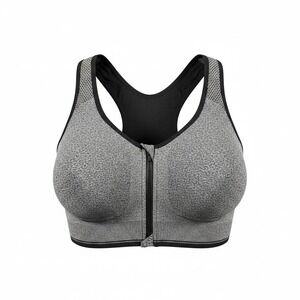 WANAYOU Women's Zip Front Sports Bra XL Post-Surgery Bra,Yoga Sports Bras (Gray)
